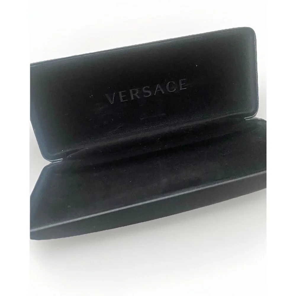 Versace NEW Logo Sunglasses Glasses Case Black Leather Cleaning Cloth Designer